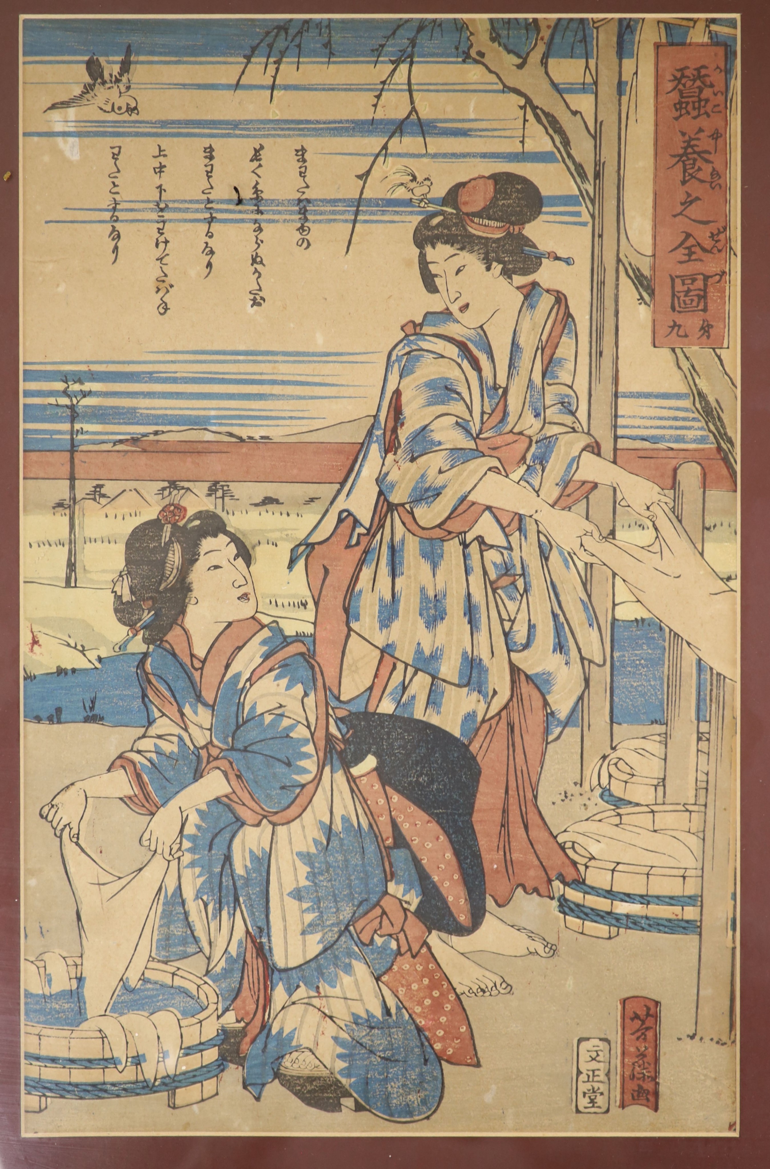 Japanese School, eight assorted woodblock prints including works by Kuniyoshi and Hiroshige, largest 37 x 24cm